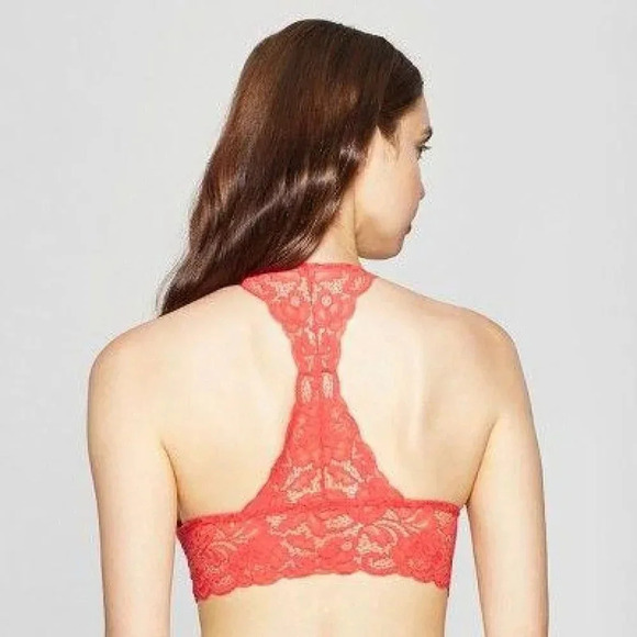 SMALL Xhilaration Push Up Racerback Lace Bra Bralette Beach Pink New with Tags - Picture 5 of 5